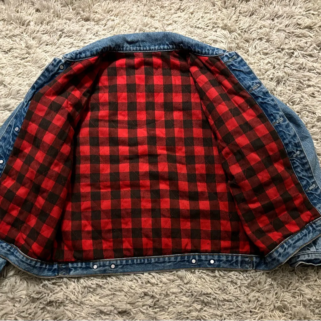 Brandy Melville  Blue Denim Flannel Lined Jacket Size S - Image 11