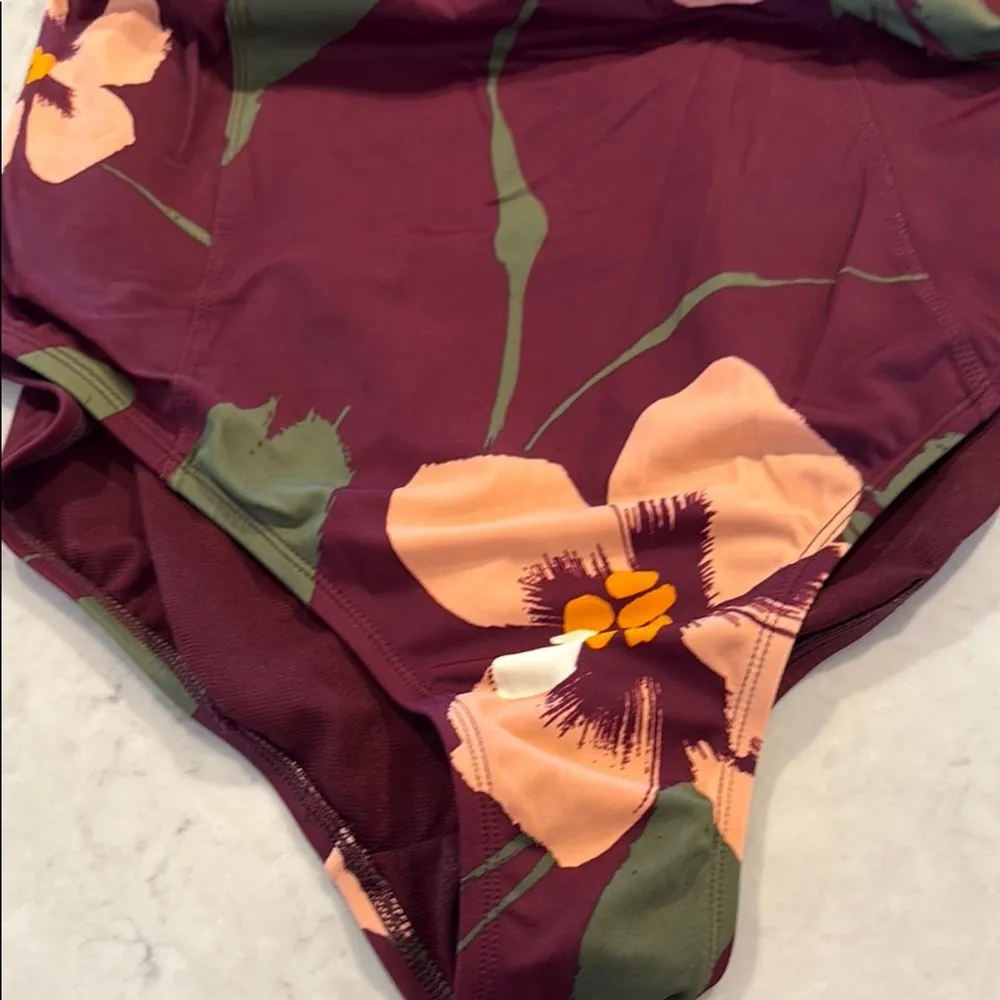 Evri Floral One Piece Swimsuit, removable straps size 2X Pink - Image 3