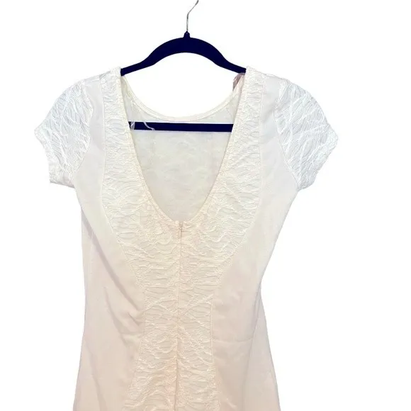 Tobi Women's White Low Back Short Sleeve Bodycon lllusion Dress - Image 7