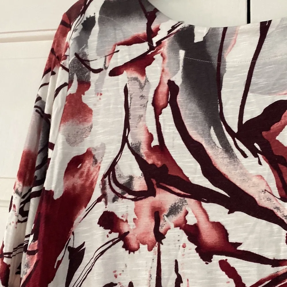 Chicos Size 3 Easywear Chicos Abstract Floral Tunic White Gray Maroon Chico’s XL - Image 5