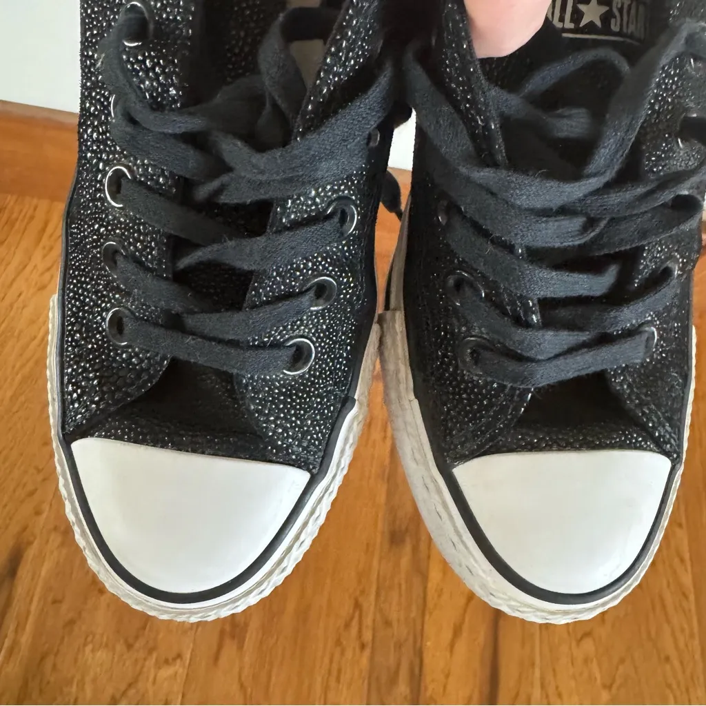 Converse All Star Low Top Sneakers Women’s 7 Pebble Black Leather Casual Shoes - Image 7