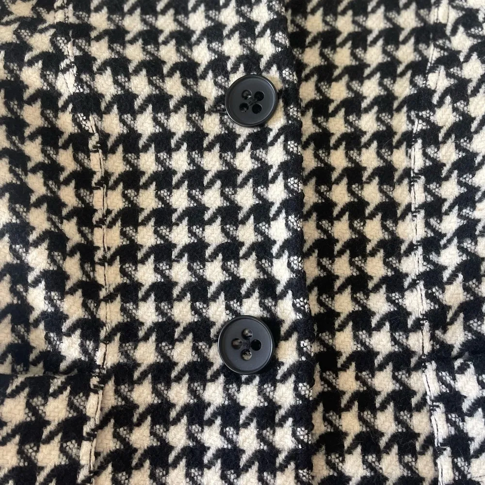 Magaschoni Wool Y2k Houndstooth Black & White Blazer Jacket Buttons Lined Small - Image 7
