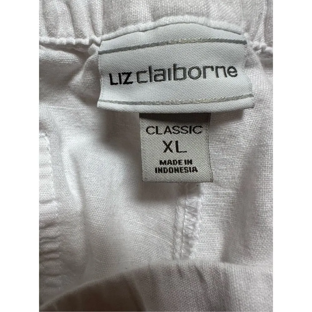 Liz Claiborne White Linen Cotton Blend Capris women’s Sz XL Pull-on Style - Image 3