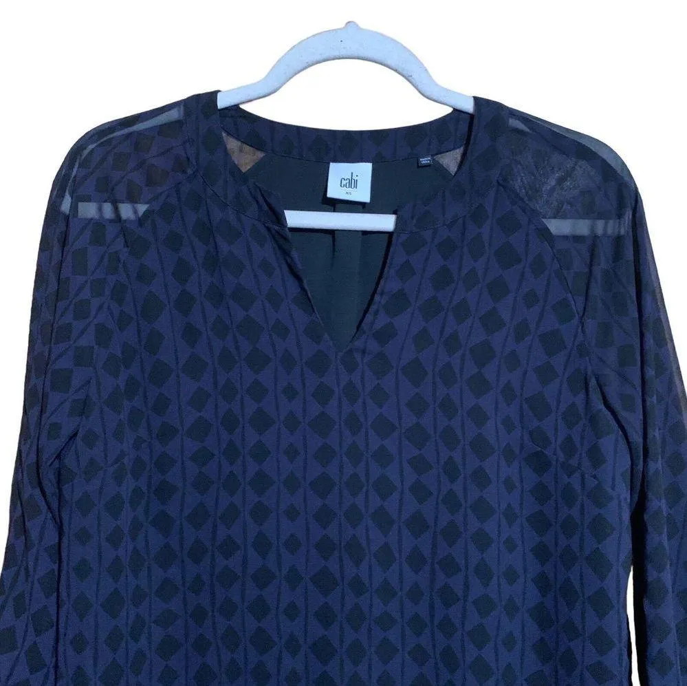 CAbi Style #3102 Tunic Dress Harlequin Size XS Black Purple Diamond Pattern - Image 2