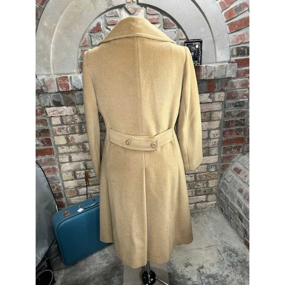 Rosewin wool coat overcoat vintage 60s long union made camel double breasted Tan Size XL - Image 4