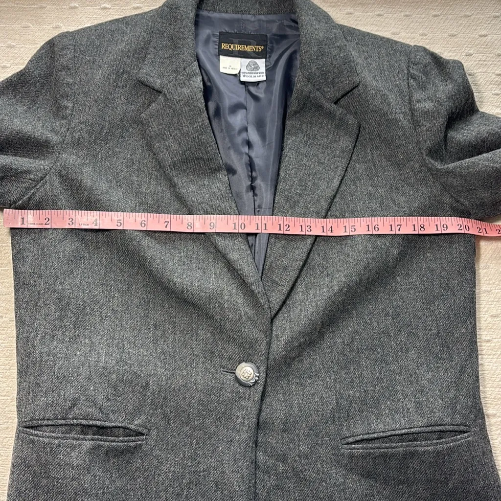 Requirements‎ Pure Wool Gray Blazer Jacket Size 10 - Image 5