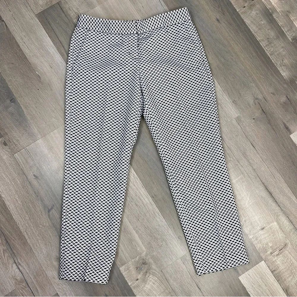 Express Editor Swiss Dot Crop Pants White Blue 2 - Image 5