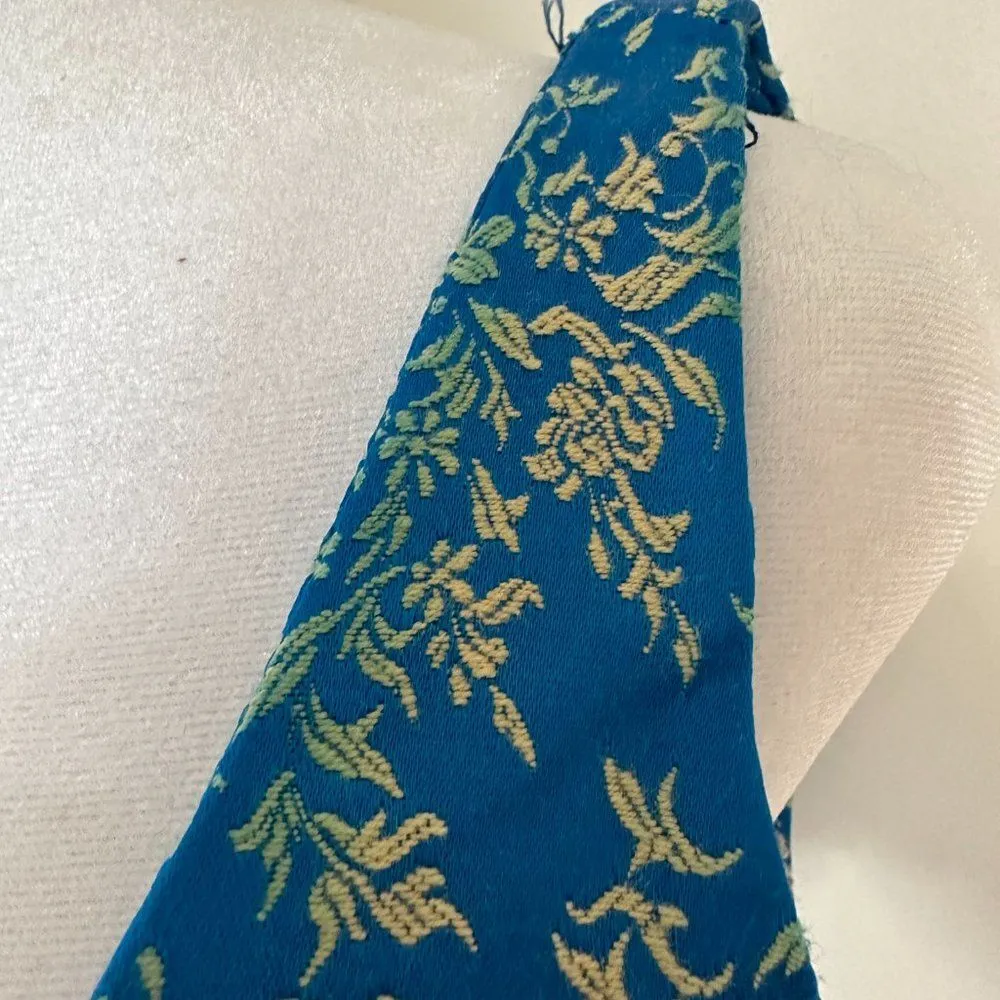 Vintage Blue Silk Brocade Pegged Dress and Shrug Handmade Size XS - Image 14