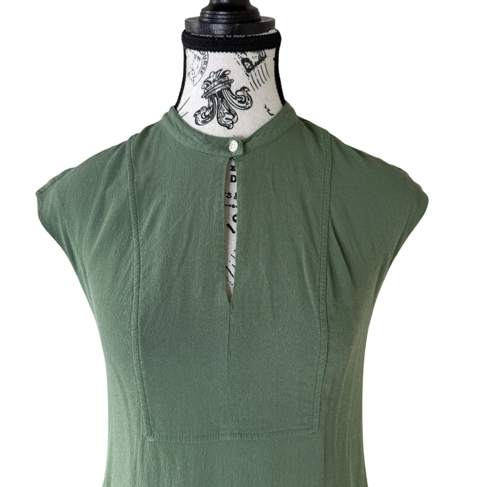 J.Crew Women's Olive Green Mini Dress PXS Sleeveless Viscose Chino Style Pocket Size undefined - Image 5