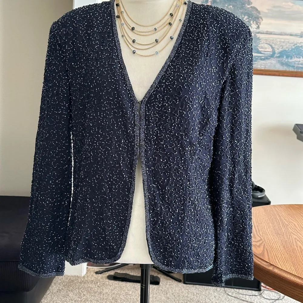 House Of Frazer All Over Sequin Blazer Jacket Size 12 Black - Image 2