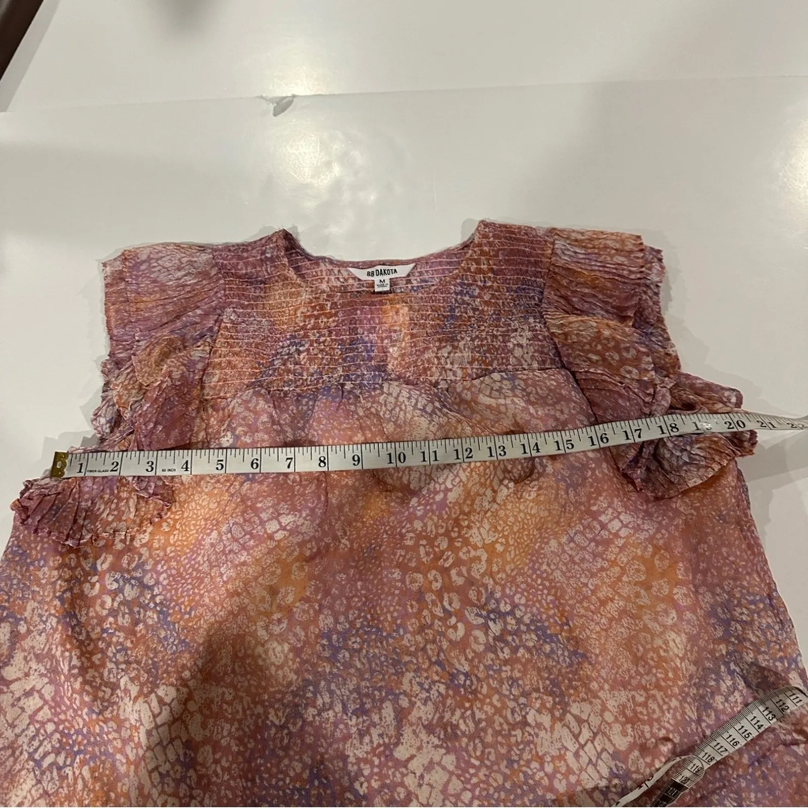 BB Dakota Dreams Are Made Of Tie Dye Short Sleeve Ruffle Top‎ Size M - Image 10