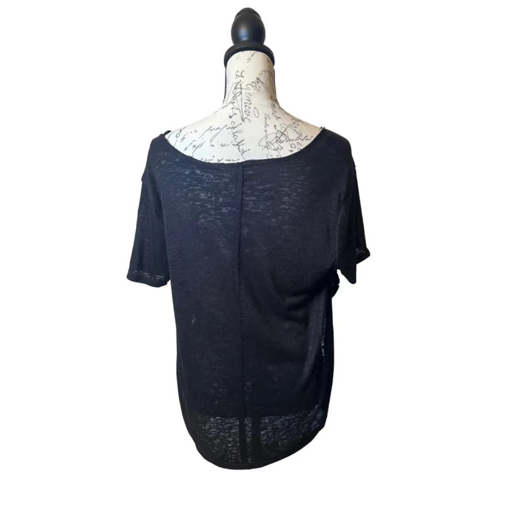 Melrose and Market Size Large Black Sheer Scoop neck Short Sleeve Shirt - Image 8