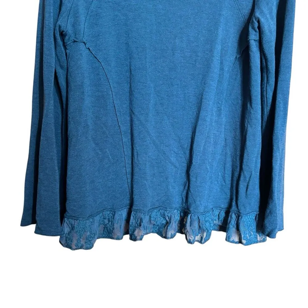 Knox Rose Tunic Top Womens Large Blue Lace Hem Stretch Scoop Neck Blouse - Image 4