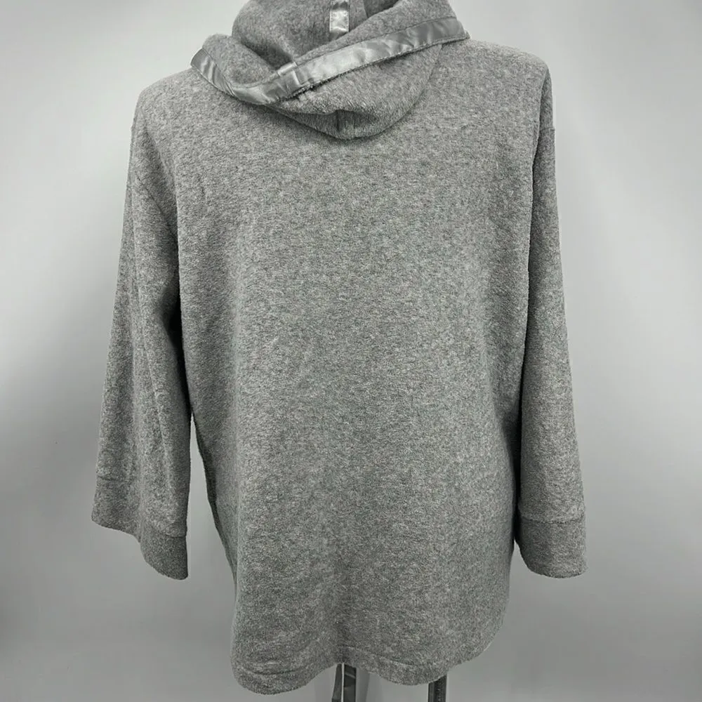 J Lo heather gray terry cloth cardigan with hoodie - Image 4