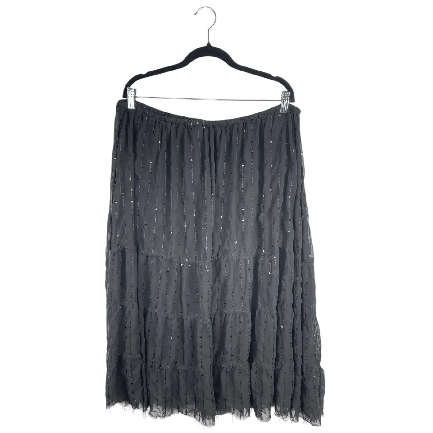 INC International Concepts Black Pleated Sequin Beaded Midi A - Image 2