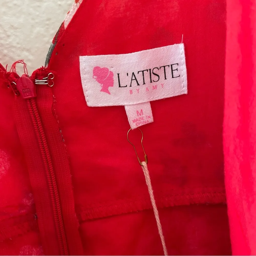 *L’atiste Amy Red Floral Faux Wrap Romper - Image 32