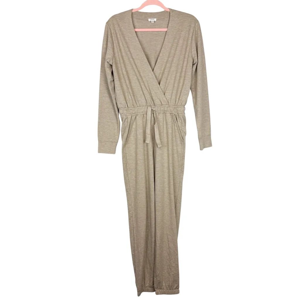 Splendid X Cella Jane Blog Illiana Surplice Long Sleeve Jumpsuit Tan‎ Size Small - Image 4