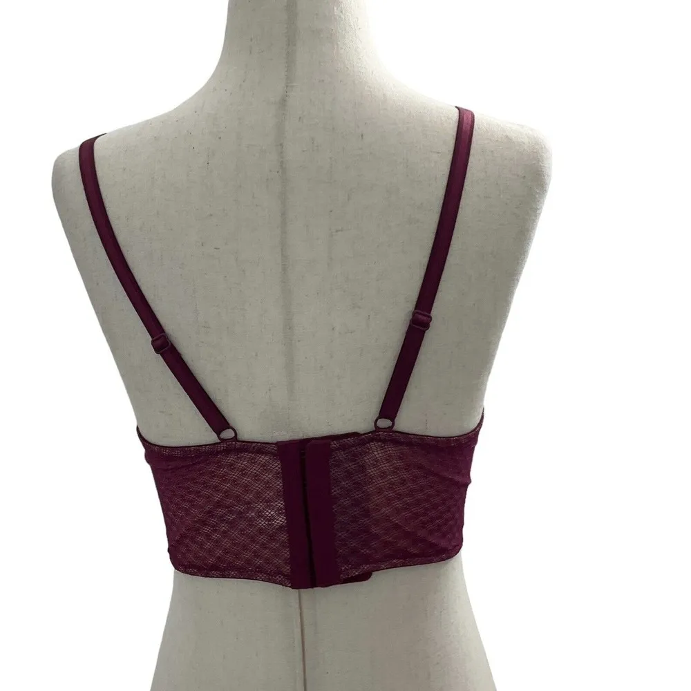Adore Me Women Size 34B Bra Bralette Burgundy Lace NWT 10-D - Image 4