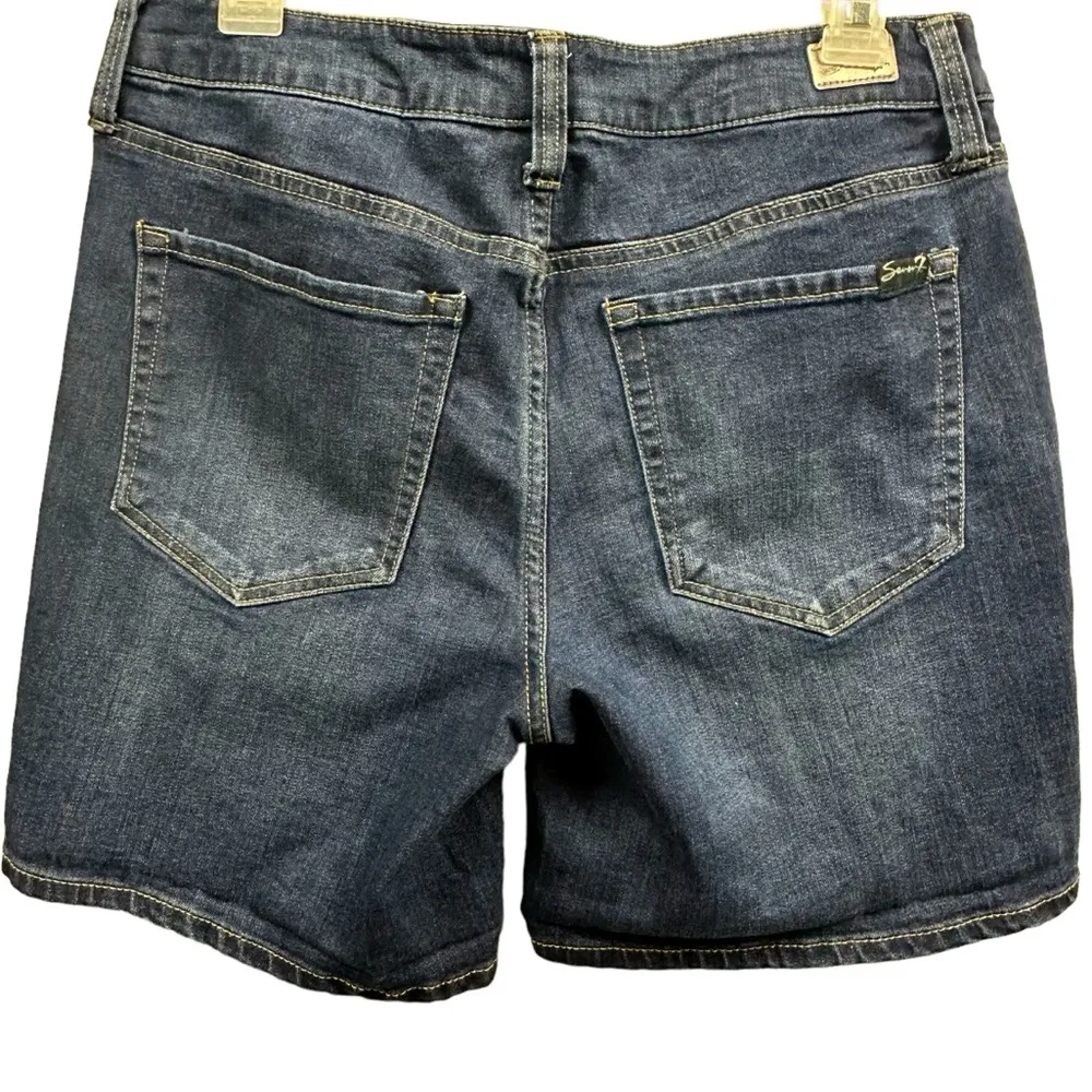 Seven7 Weekend Short Rolled Hem 10 Inch Rise 7 Inch Blue Jean Shorts Womens 6 - Image 6