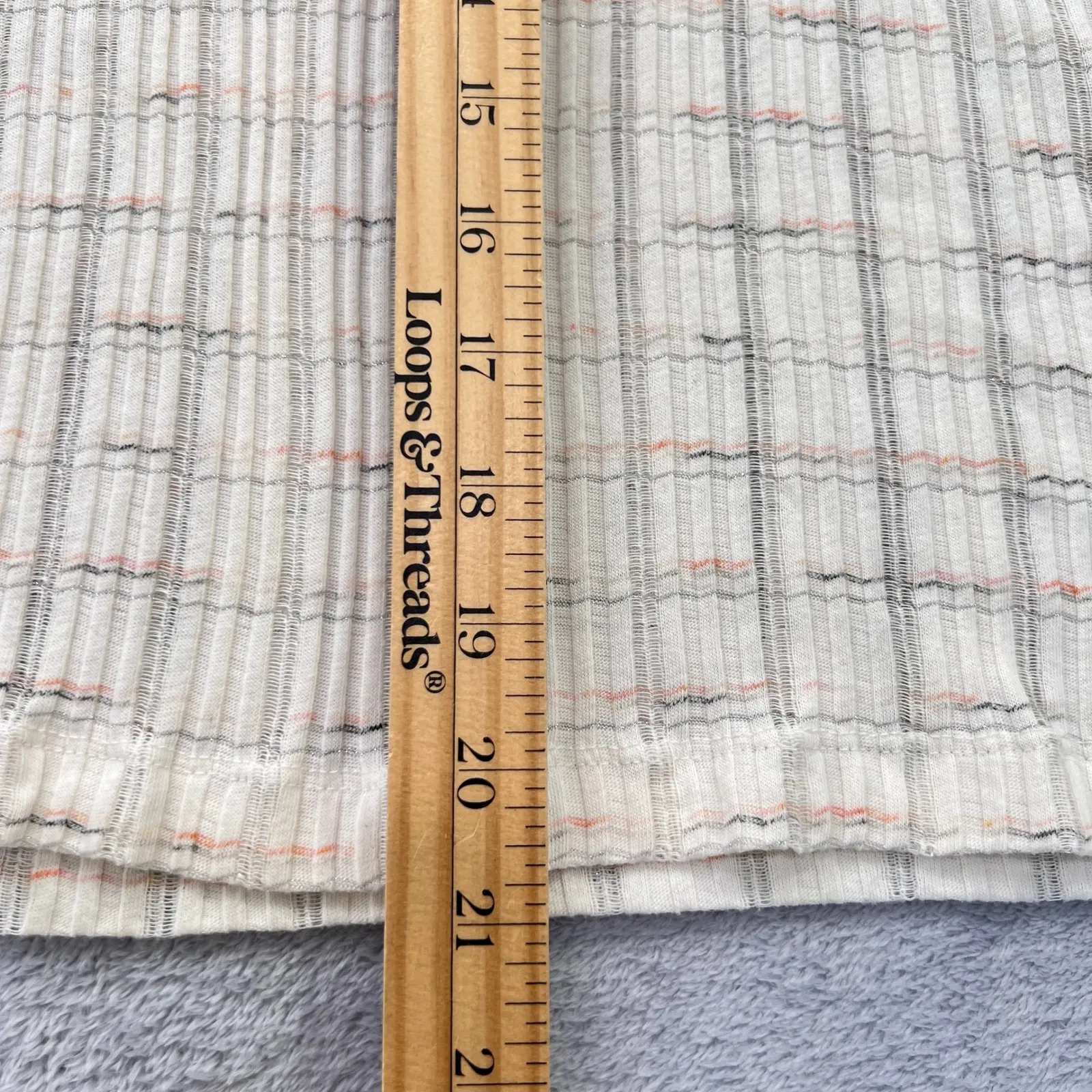 We The Free Snowbunny Ribbed Knit Top Off Shoulder Plaid Long‎ Sleeve Small - Image 8