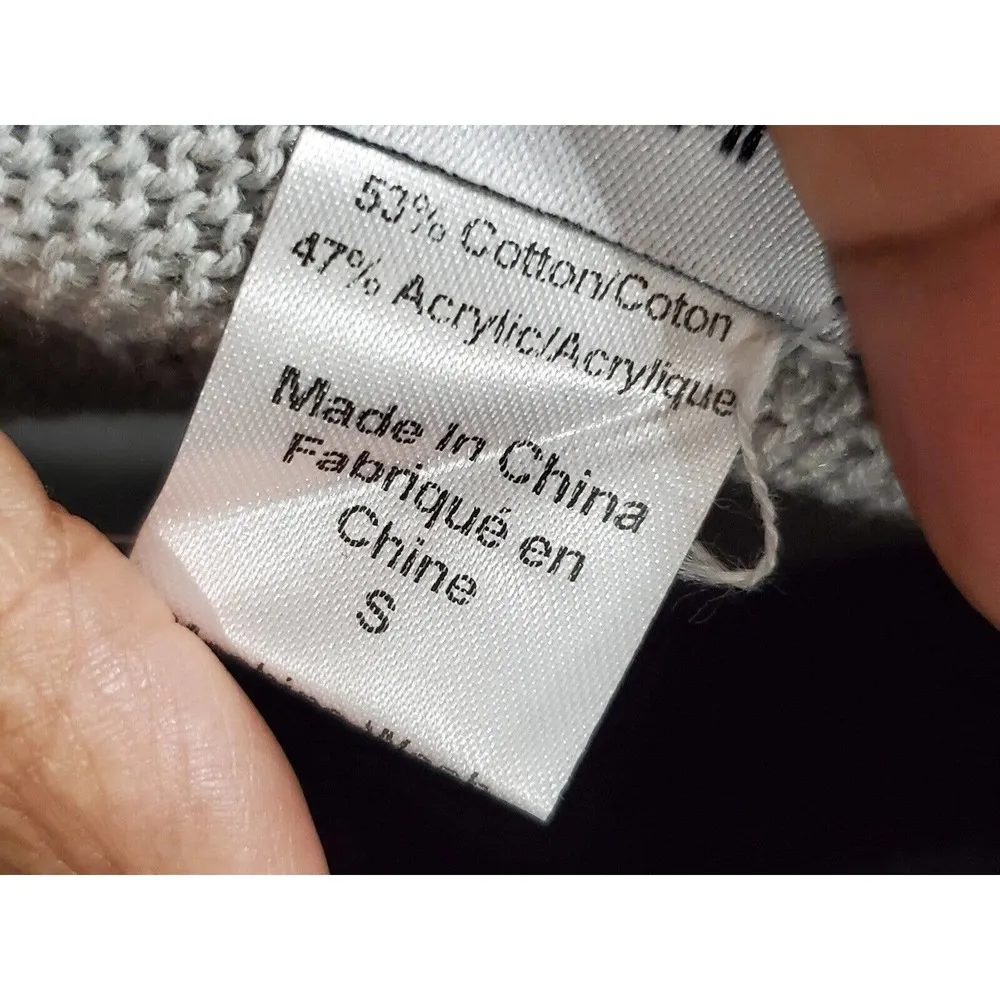 Cotton Emporium Knot Back Sweater Gray Knit Womens V Neck Size Small - Image 9