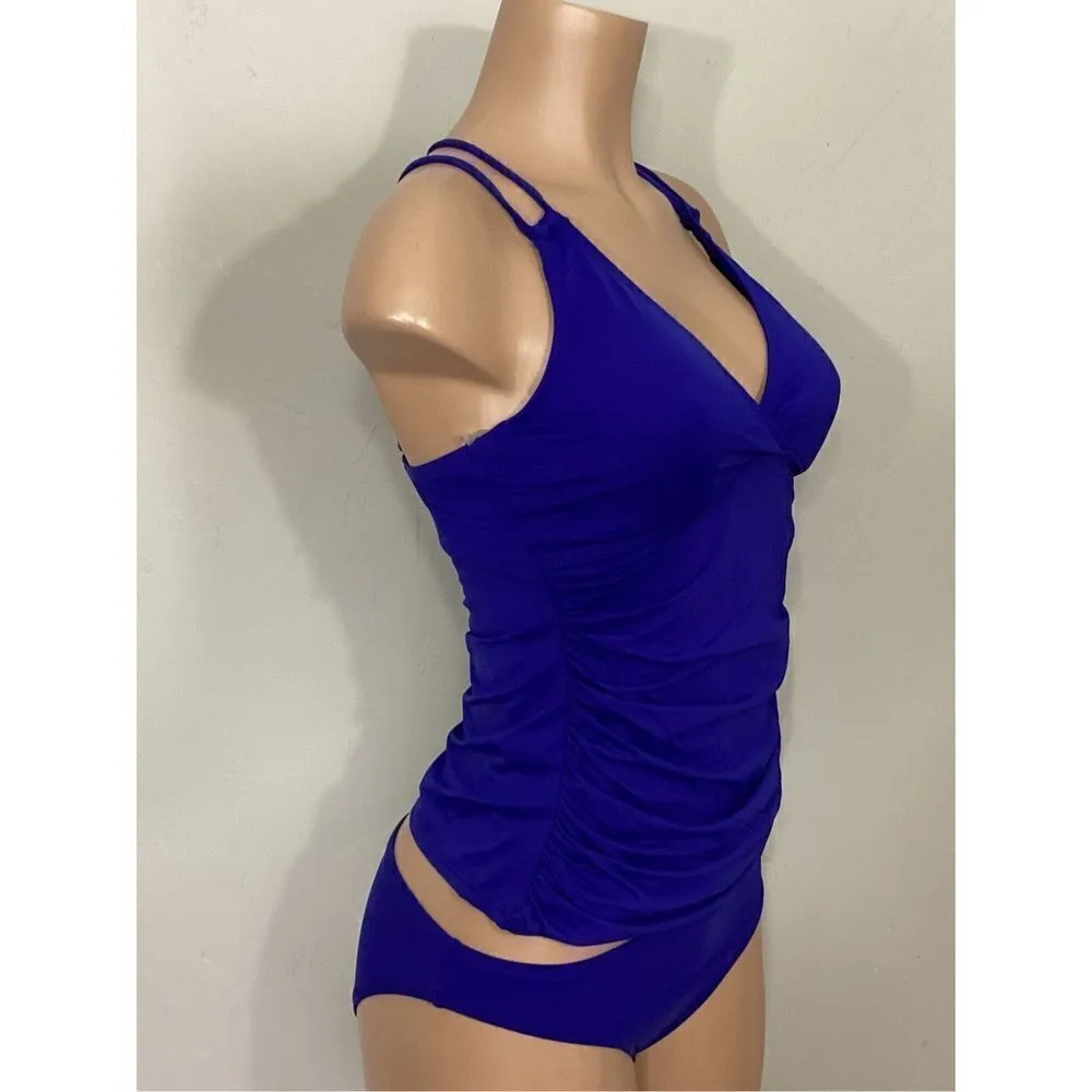 New. La Blanca Blue ruched V-neck underwire tankini set. Mixed sizes. 8-top/6-bo - Image 5