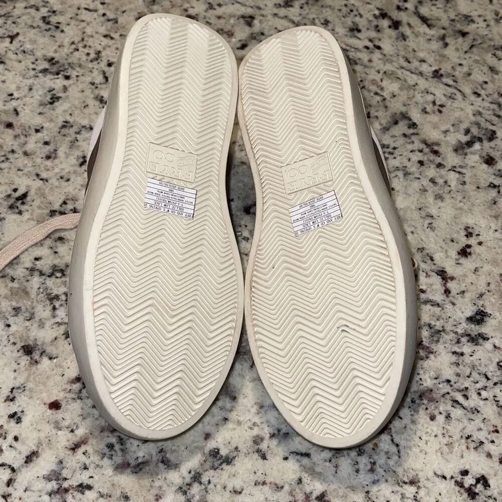 Frye & Co. Hallie Low Suede Casual Sneakers‎ Cream / Gold Women's Size 6 - Image 7