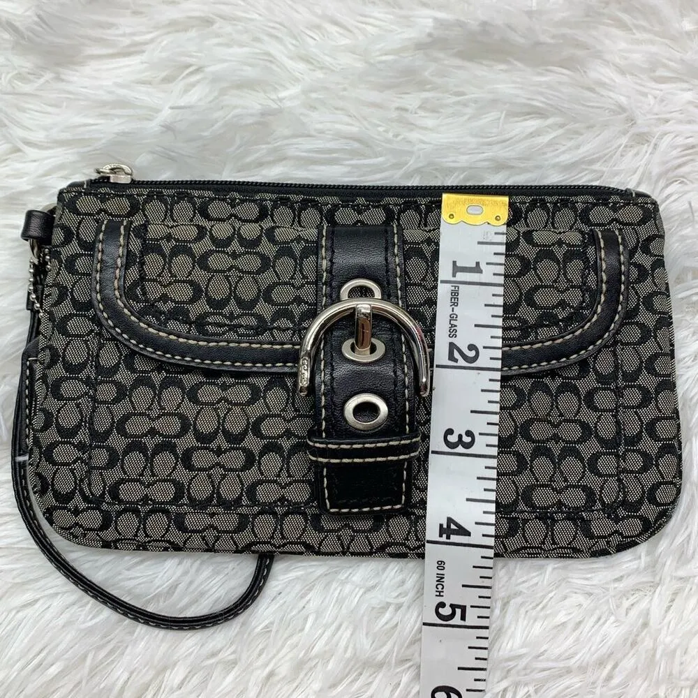 COACH Black Gray Signature Canvas Wristlet - Image 10