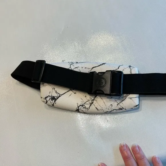 Marble Print Belt Bag‎ Running Fanny Pack Adjustable Waist Purse White - Image 3