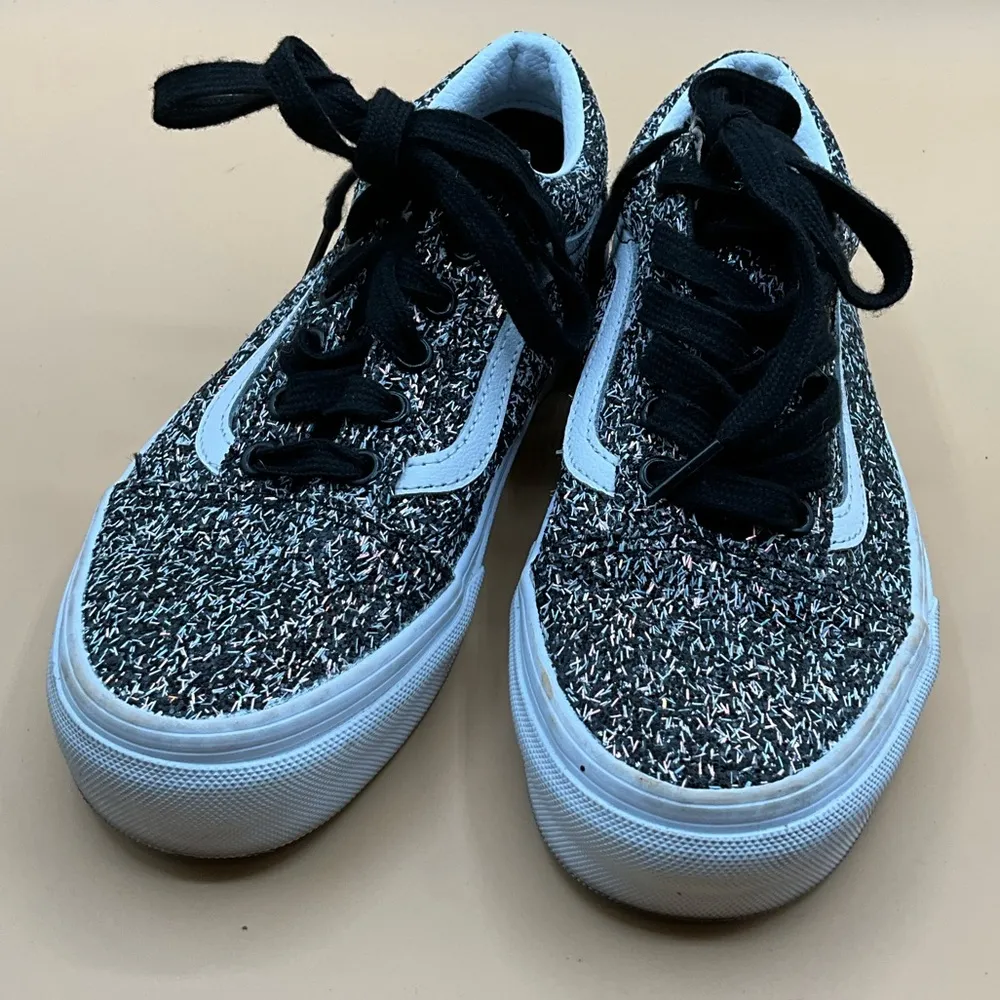 A Very Cool Pair Of Sparkling Real Confetti Print VANS US6 Women’s Sneakers - Image 2