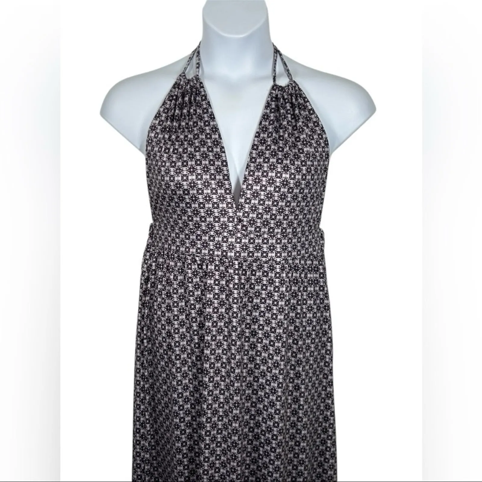 Boho Maxi Dress Open Back Purple Mini Medallion Halter Neck Sz XL Festival Sexy - Image 4