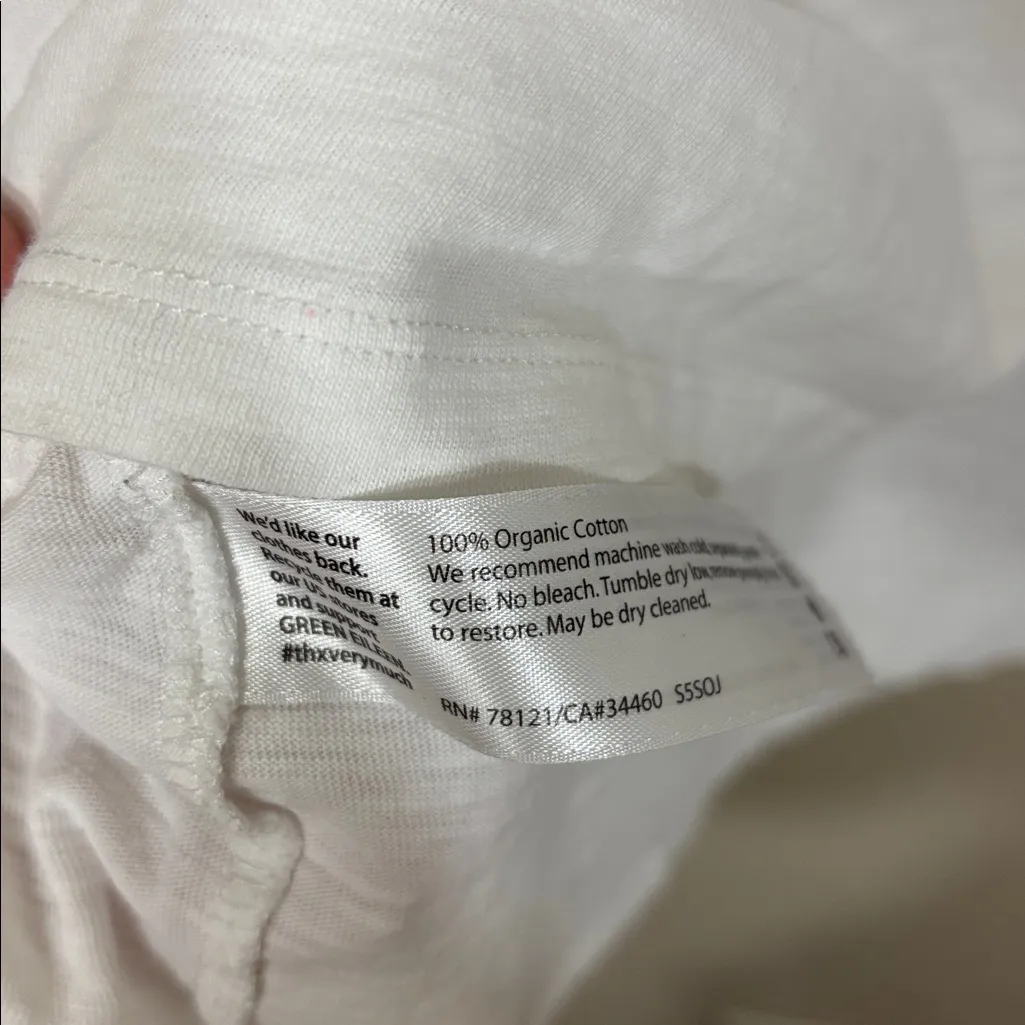 Eileen Fisher Organic Cotton White Long Sleeve Top With High-Low Hem Size L - Image 3