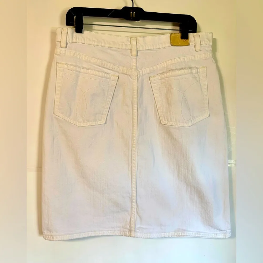 Calvin Klein Jeans Vintage Y2K Faded White Pencil Skirt Knee - Image 5