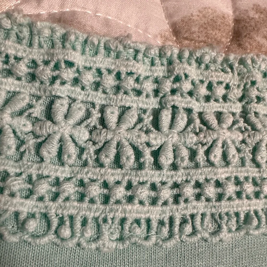 Karen Scott Aqua Ice Colored T Shirt Size 2X with Crochet Details - Image 9