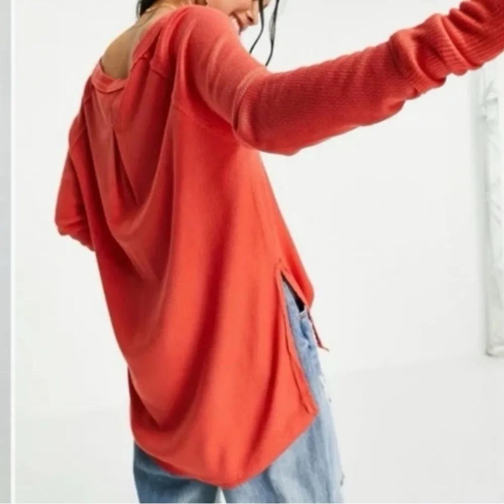 We The Free Free People Pullover Top Womens Thermal Small Oversized Orange Boho - Image 7