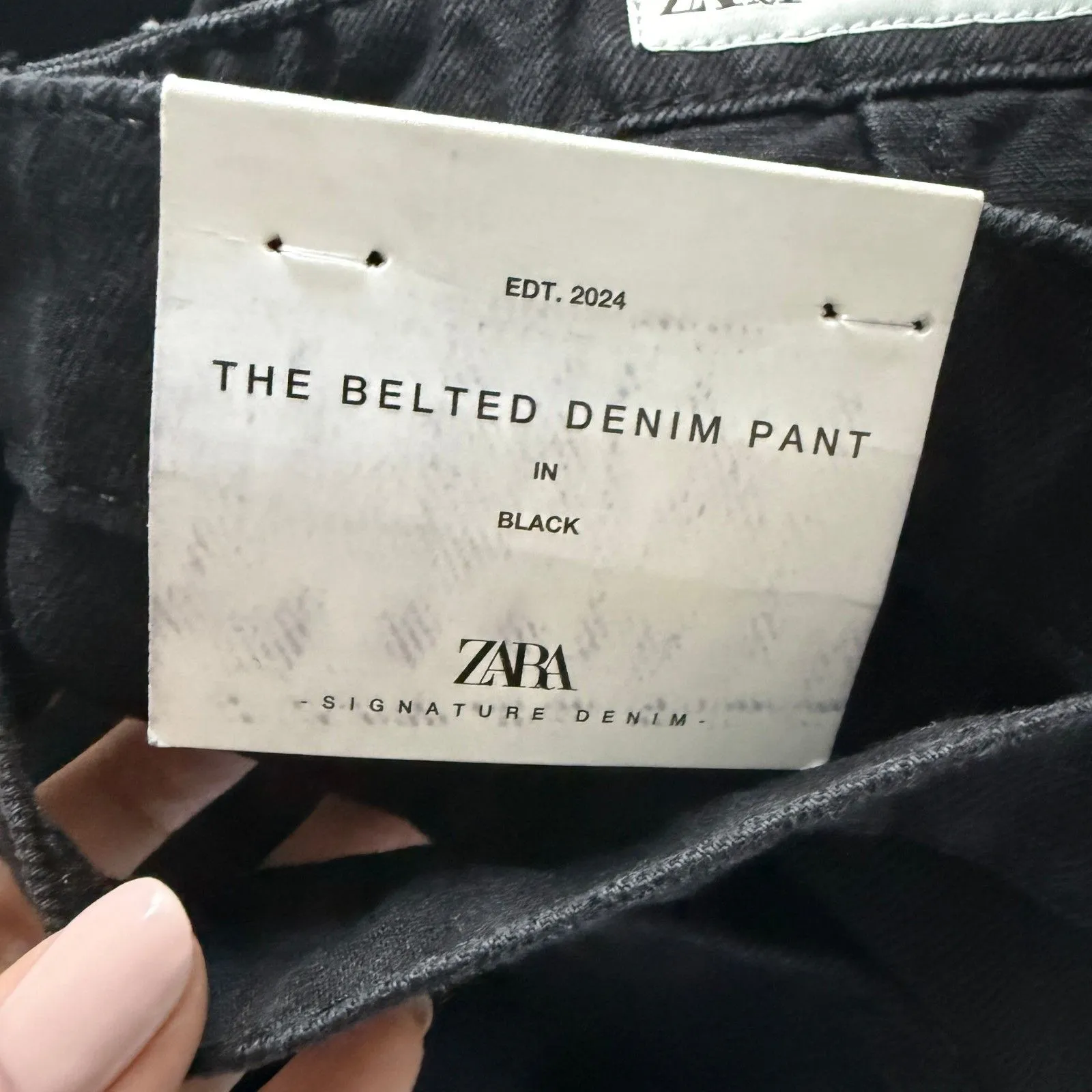 NWT Zara Black High-Waist Belted Denim Pants 100% Cotton Classic Fit Sz 6 - Image 6