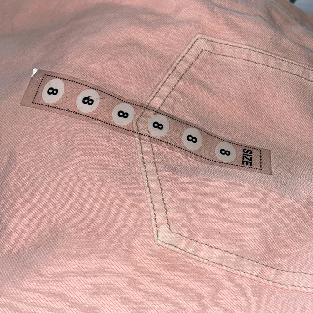 NWT Zara Pink High Rise Straight Fit Split Hem Cutoff Denim Shorts SZ-8 - Image 6