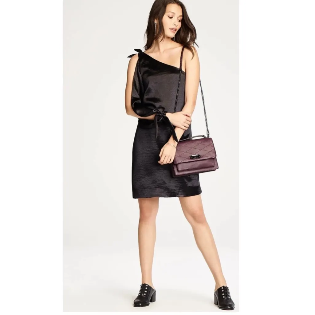 NWT Rebecca Minkoff Nash Dress Black One Shoulder Silky Fabric - Image 2