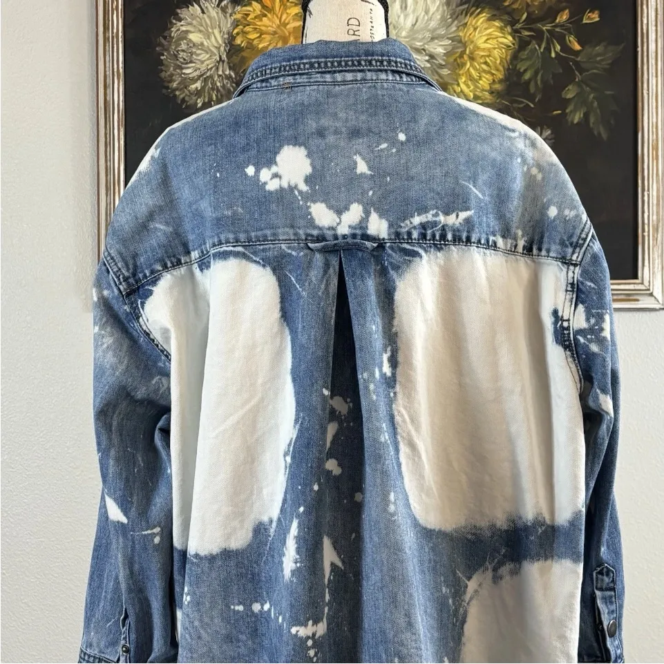 Easel Womens Size Small Long Sleeve Denim Cloud Dyed Denim Oversized Jacket - Image 6