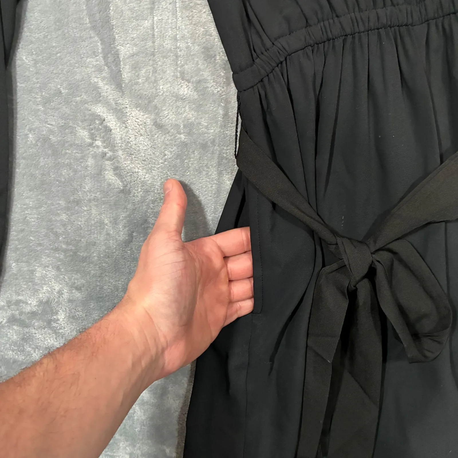 Abercrombie and Fitch Black Long Sleeve V Neck Belted Romper Women's ST Tall - Image 5