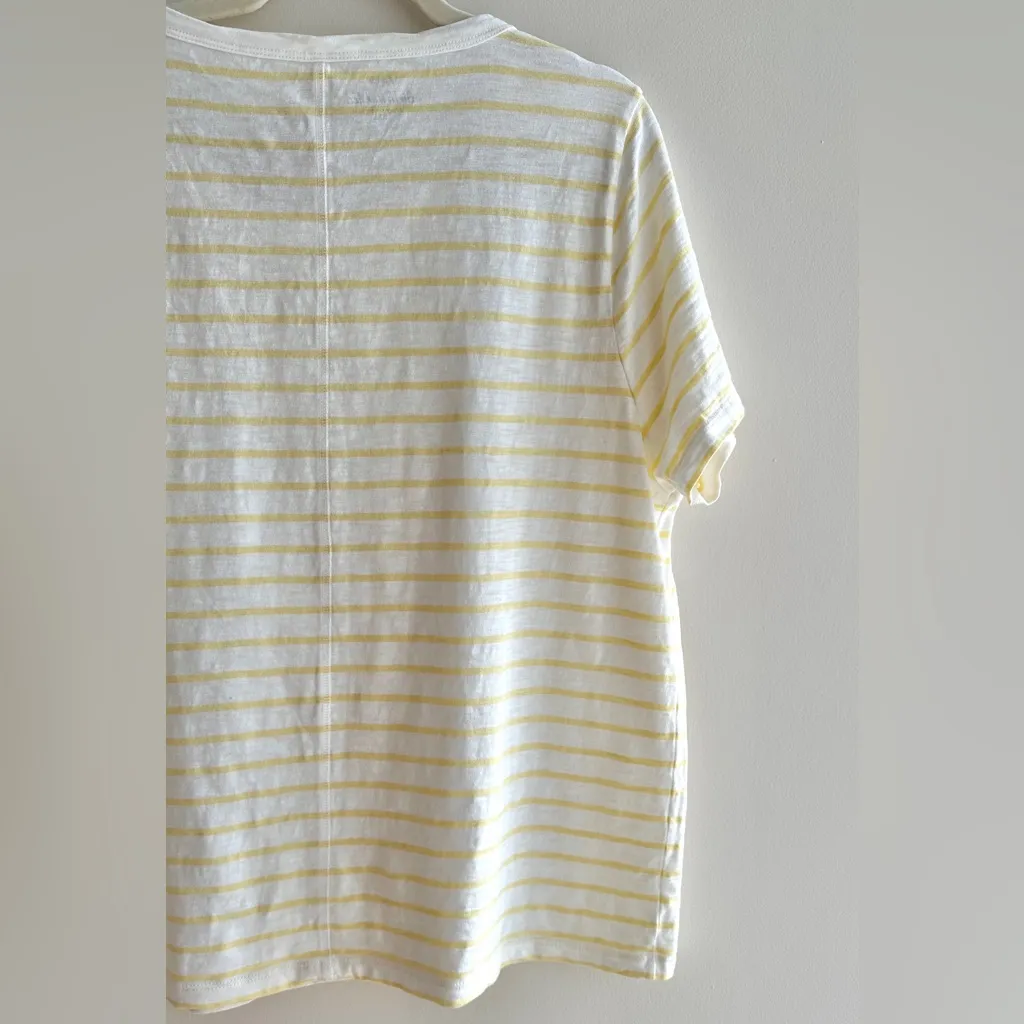 J. Crew Girlfriend Tee, Yellow and White Striped Short Sleeve Tee, Size XXL - Image 13