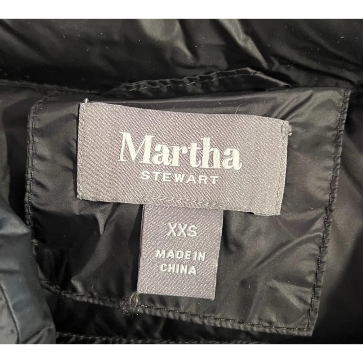 MARTHA STEWART Down puffer Jacket short sleeves XXX Black zip front, pockets Size XXS - Image 8