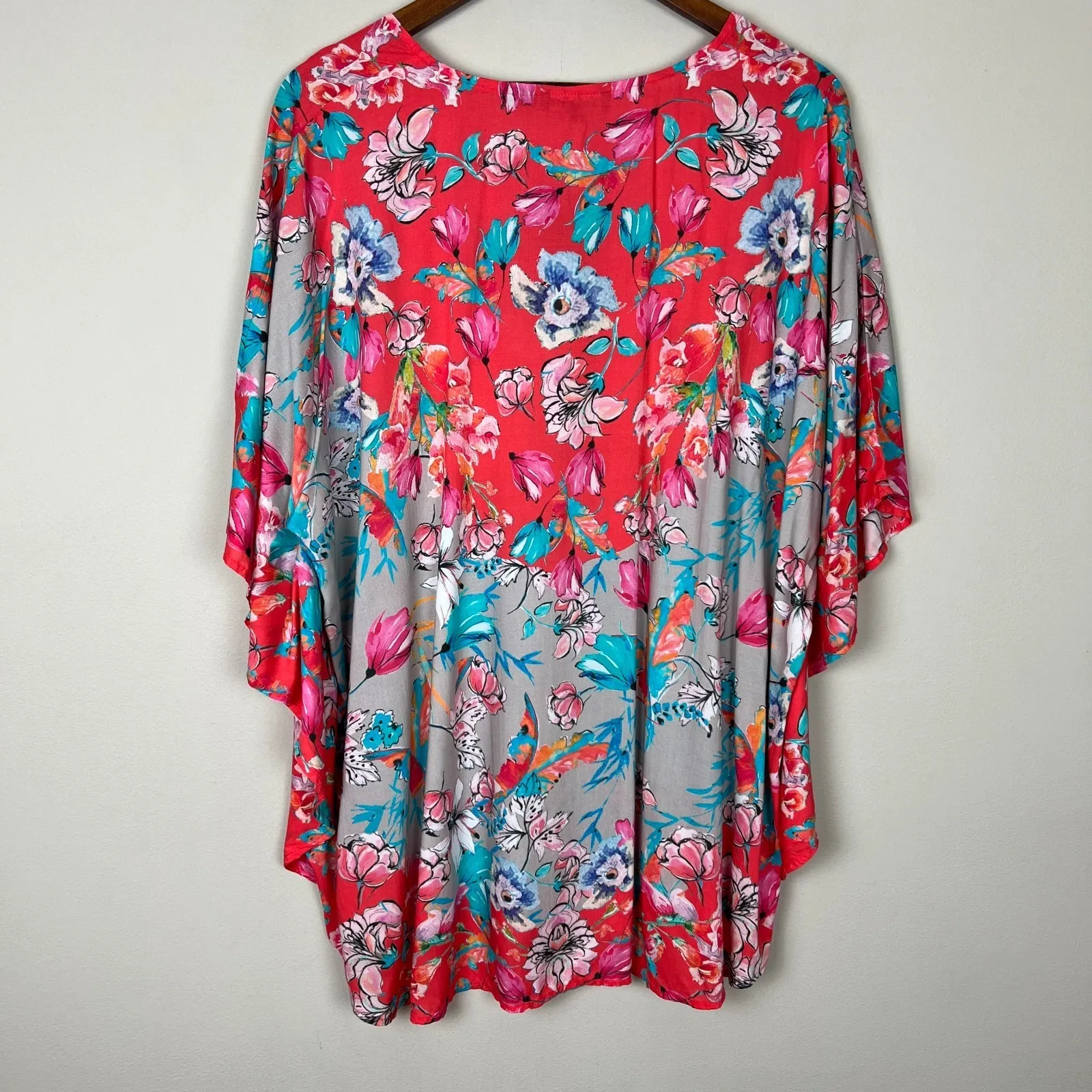 TOLANI COLLECTION Tunic Top Large Narissa Poppy Floral Caftan‎ Kimono Boho Flowy - Image 6