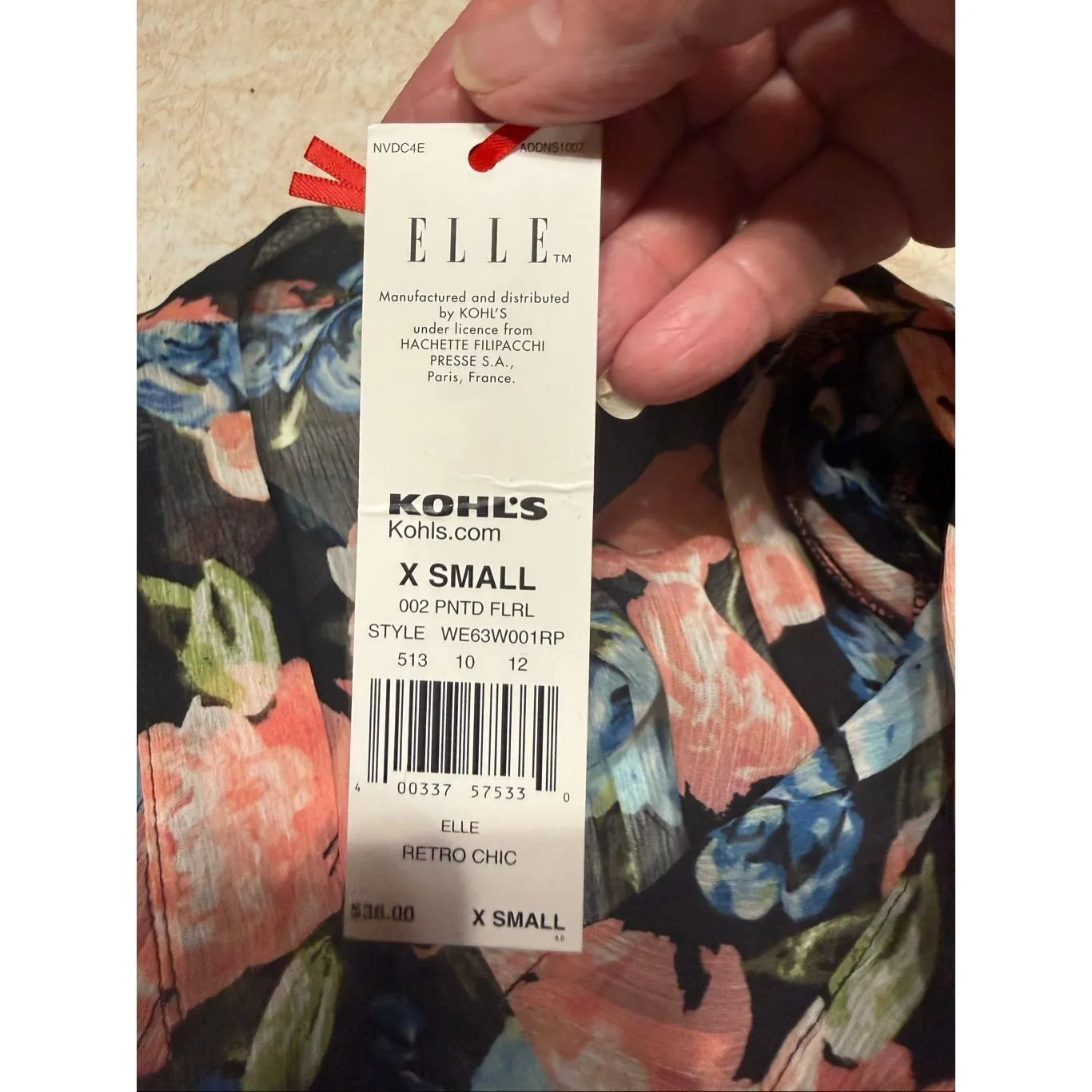 ELLE Sheer Floral Print Blouse Sz XS NWT - Image 4