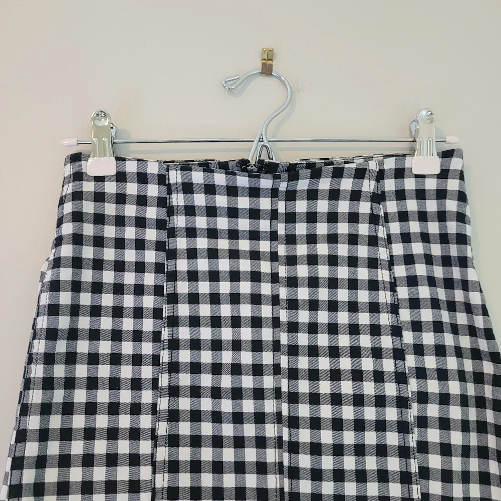 Free People Black and White Plaid Mini Skirt - Image 2