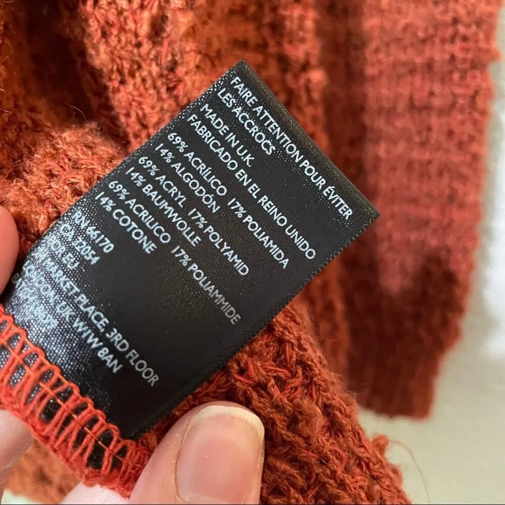 Ecote Urban Outfitters Orange Chunky Knit Open Front Cardigan Sweater Womens S - Image 6