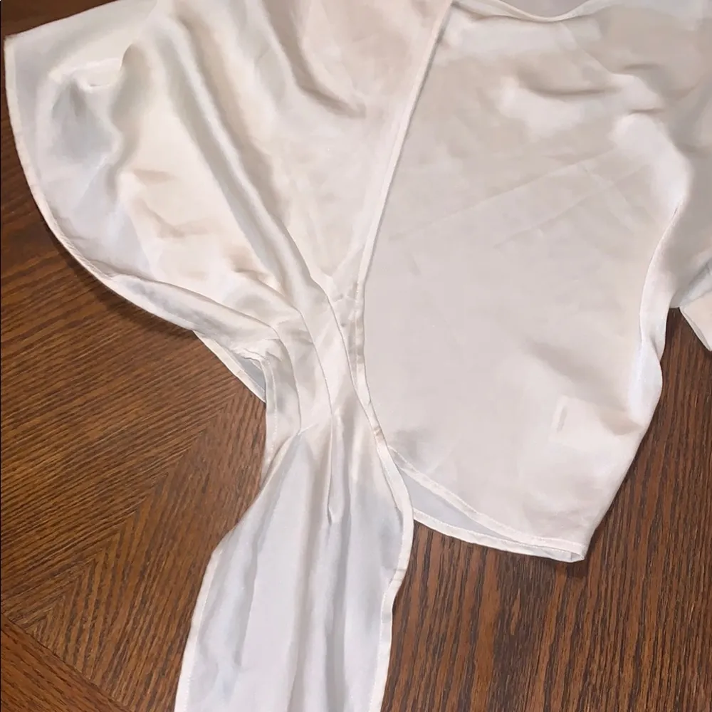 Express Silky Cream Wrap V Neck Peasant Sleeve Blouse Shirt Formal Office XS - Image 11