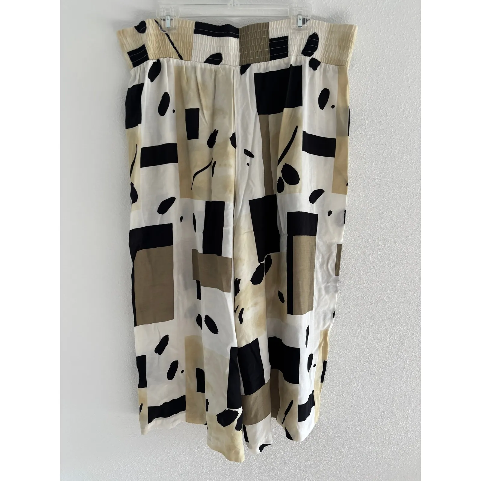 Vintage Melrose Pants Womens 12 Cream Black Wide Leg Artsy Art to Wear Modern‎ - Image 2