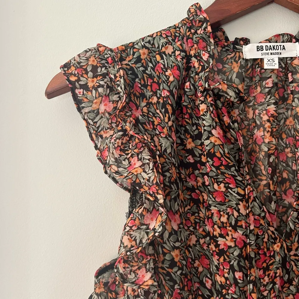 BB Dakota By Steve Madden Printed Chiffon Midi Dress Sz XS - Image 5