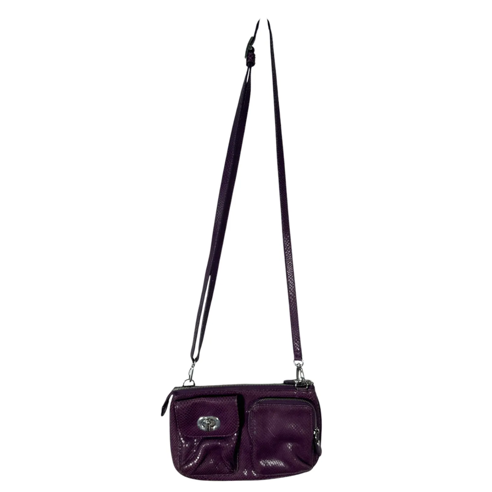 Brighton Diva Daisy Purple Signature Nickel Hardware Crossbody Purse Bag Handbag - Image 2